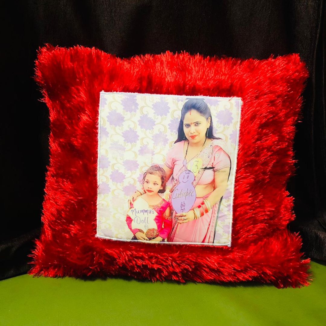 RED Fur Cushion