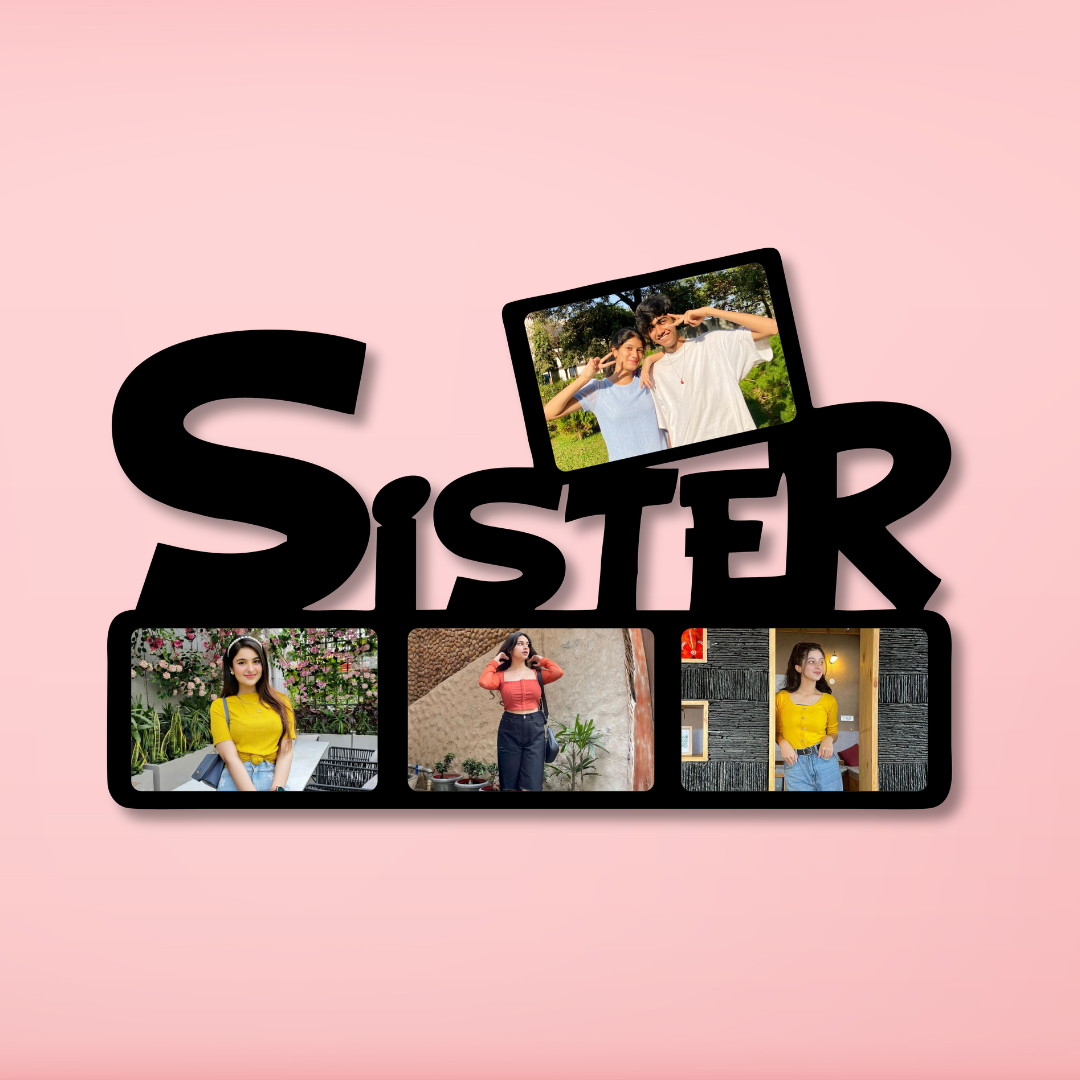 Sister Wall Hanging With 4 Pictures For Rakhi