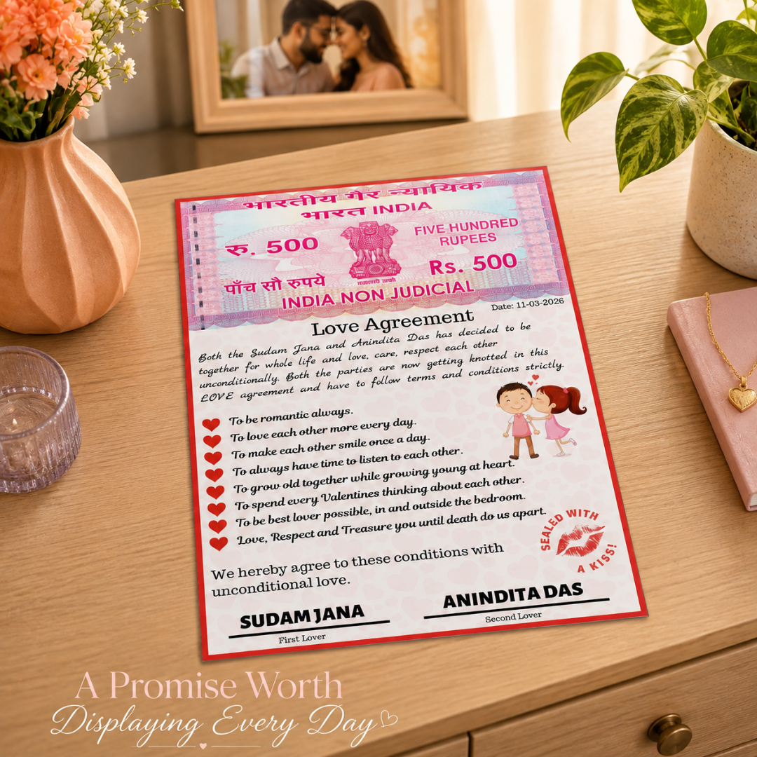 Giftiliya Love Agreement Laminated