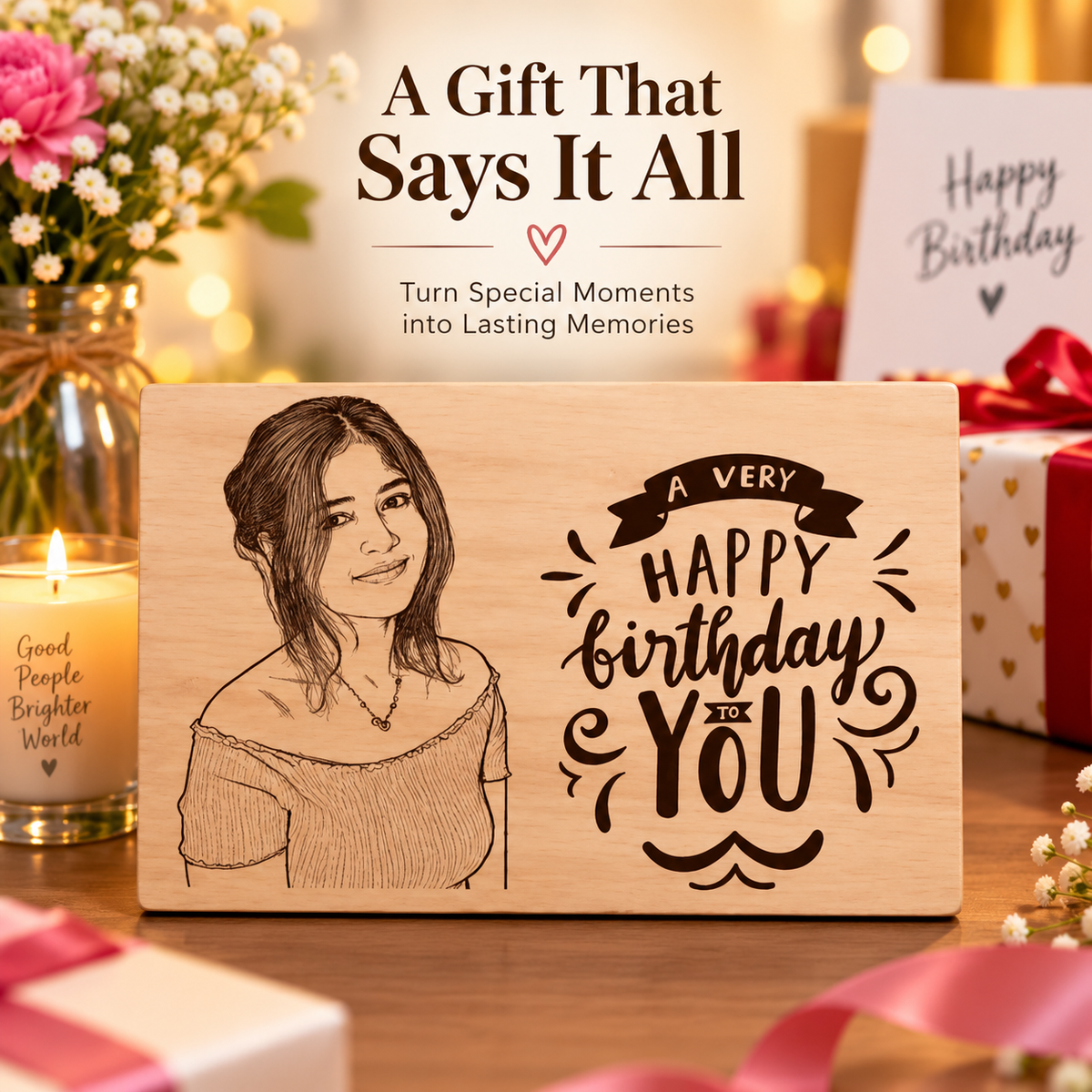 Giftiliya Wooden Portrait Birthday