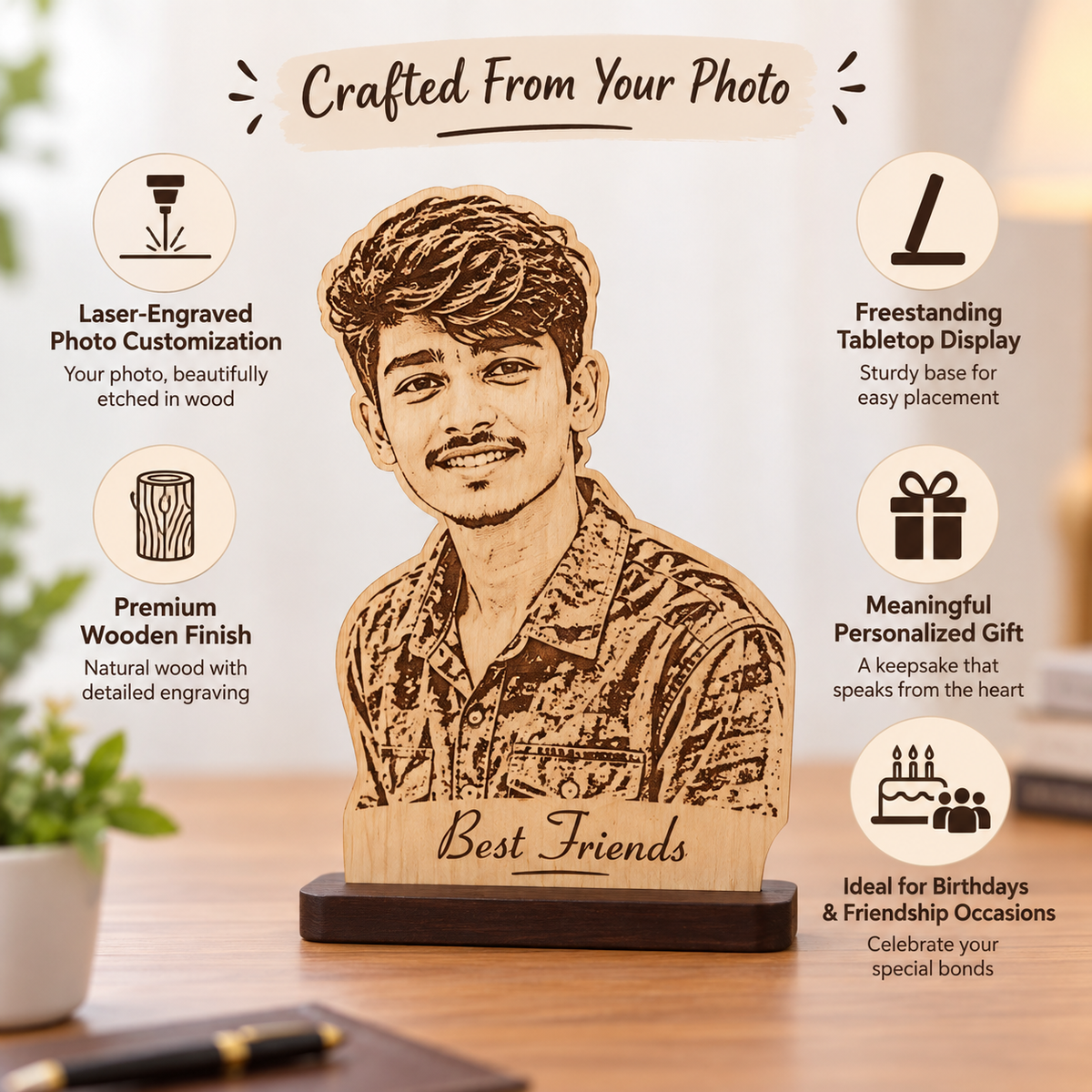 Photo Engraved Table Standy