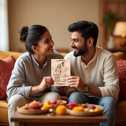 Wooden Portrait Rakhi for Raksha Bandhan