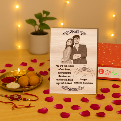 Wooden Portrait Rakhi for Raksha Bandhan