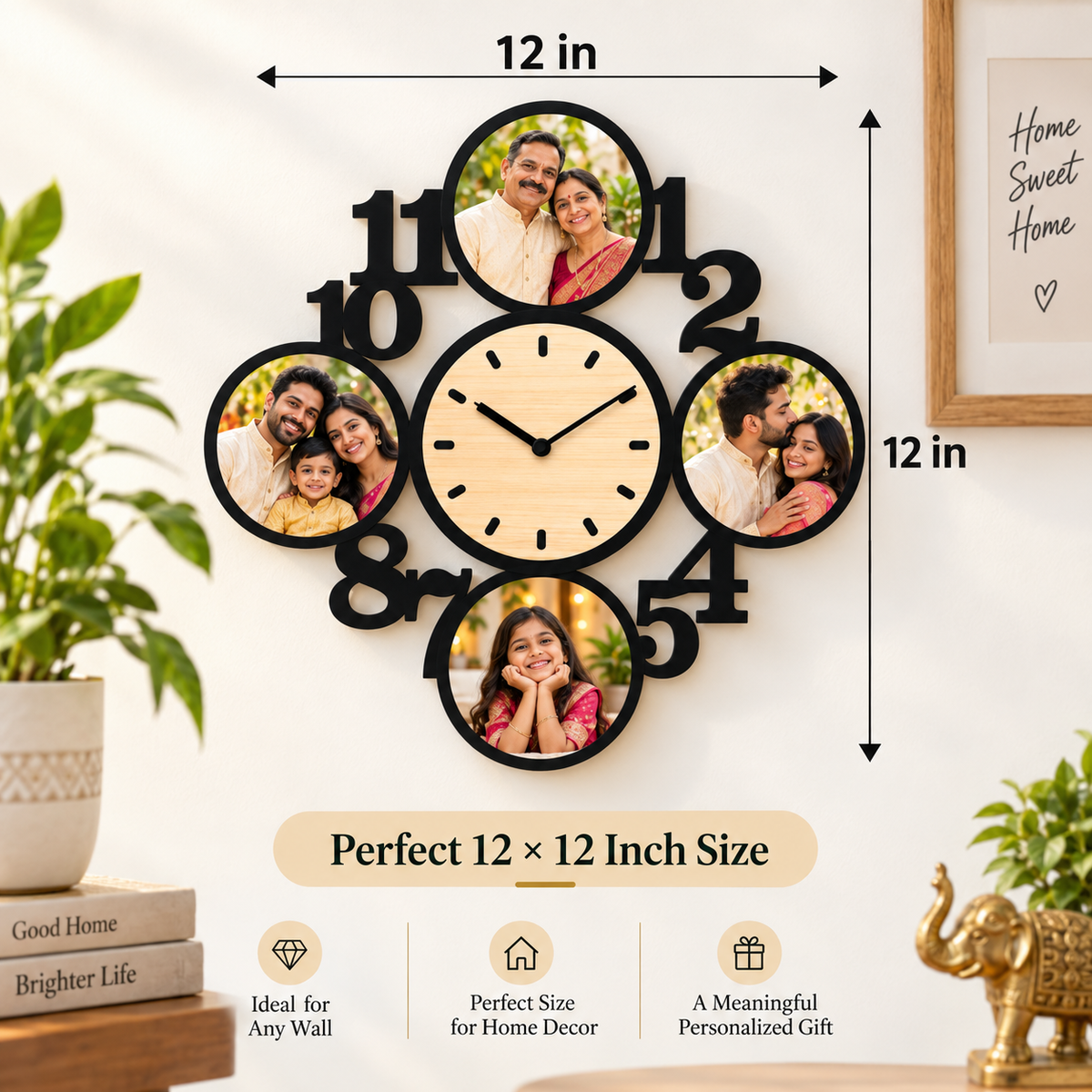 4 Pictures Wall Clock