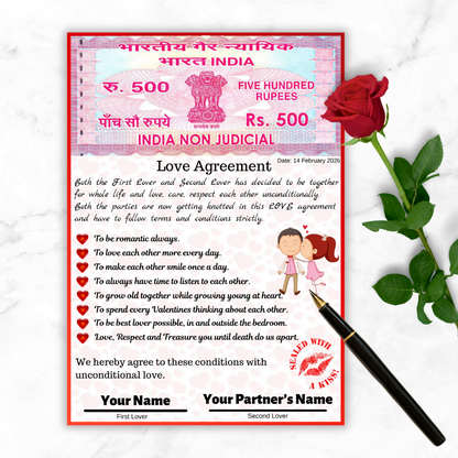 Giftiliya Love Agreement Laminated