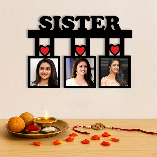 Sister Wall Frame With 3 Pictures Rakhi