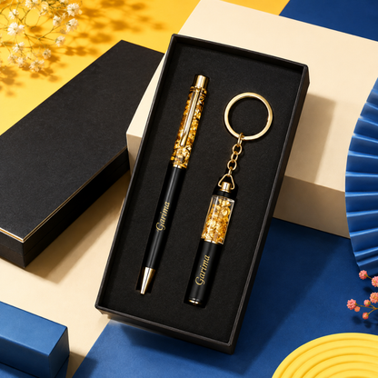 Metal Crystal Pen and Keychain Set