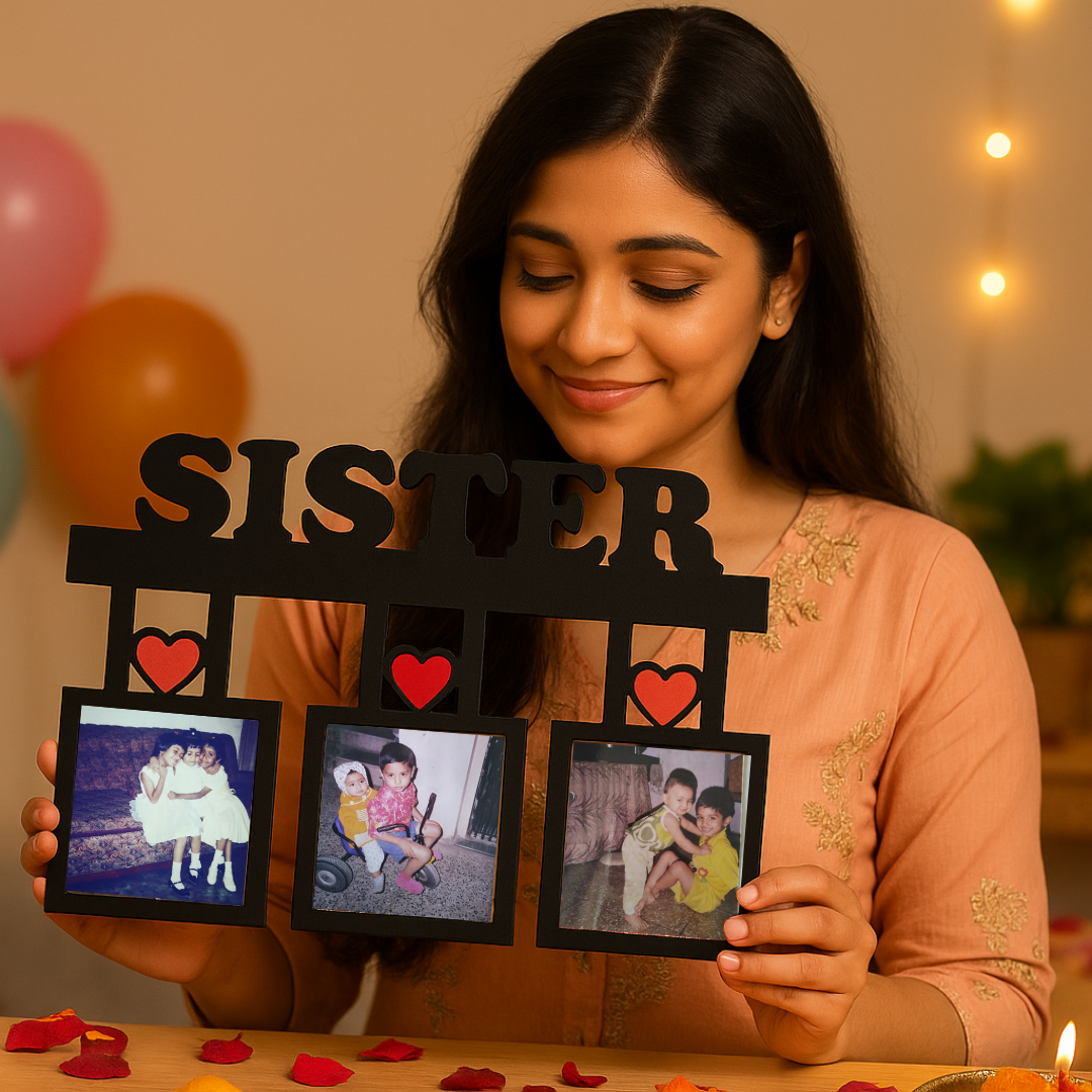 Sister Wall Frame With 3 Pictures Rakhi
