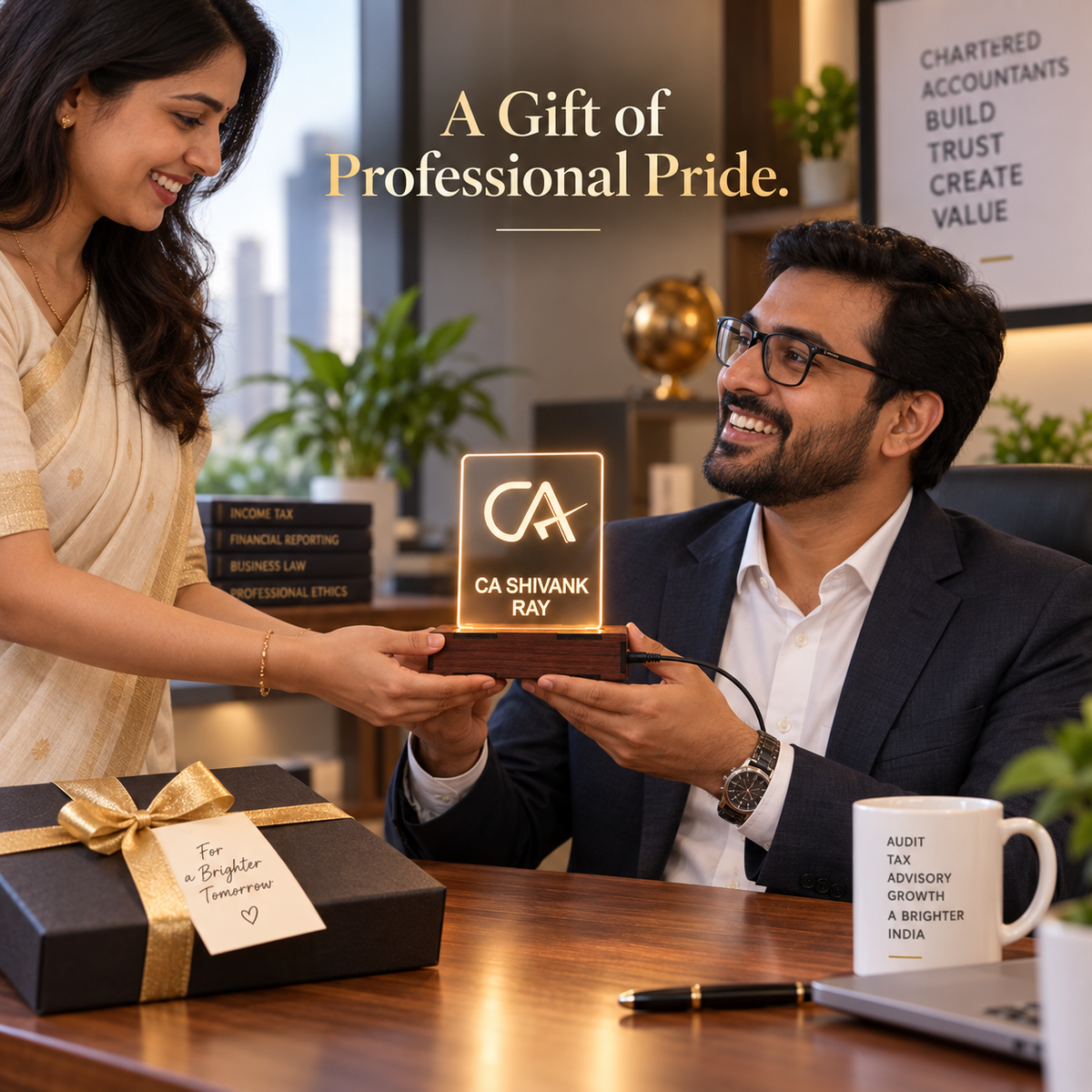 Giftiliya Personalized CA LED Table Lamp Gift for CA