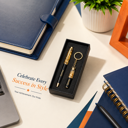Metal Crystal Pen and Keychain Set