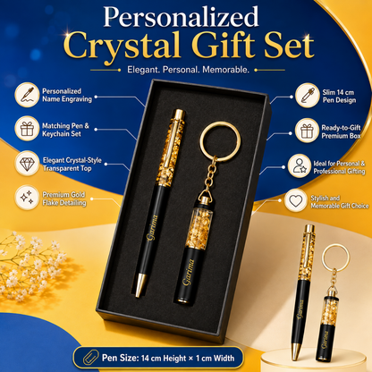 Metal Crystal Pen and Keychain Set