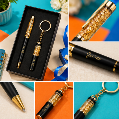 Metal Crystal Pen and Keychain Set