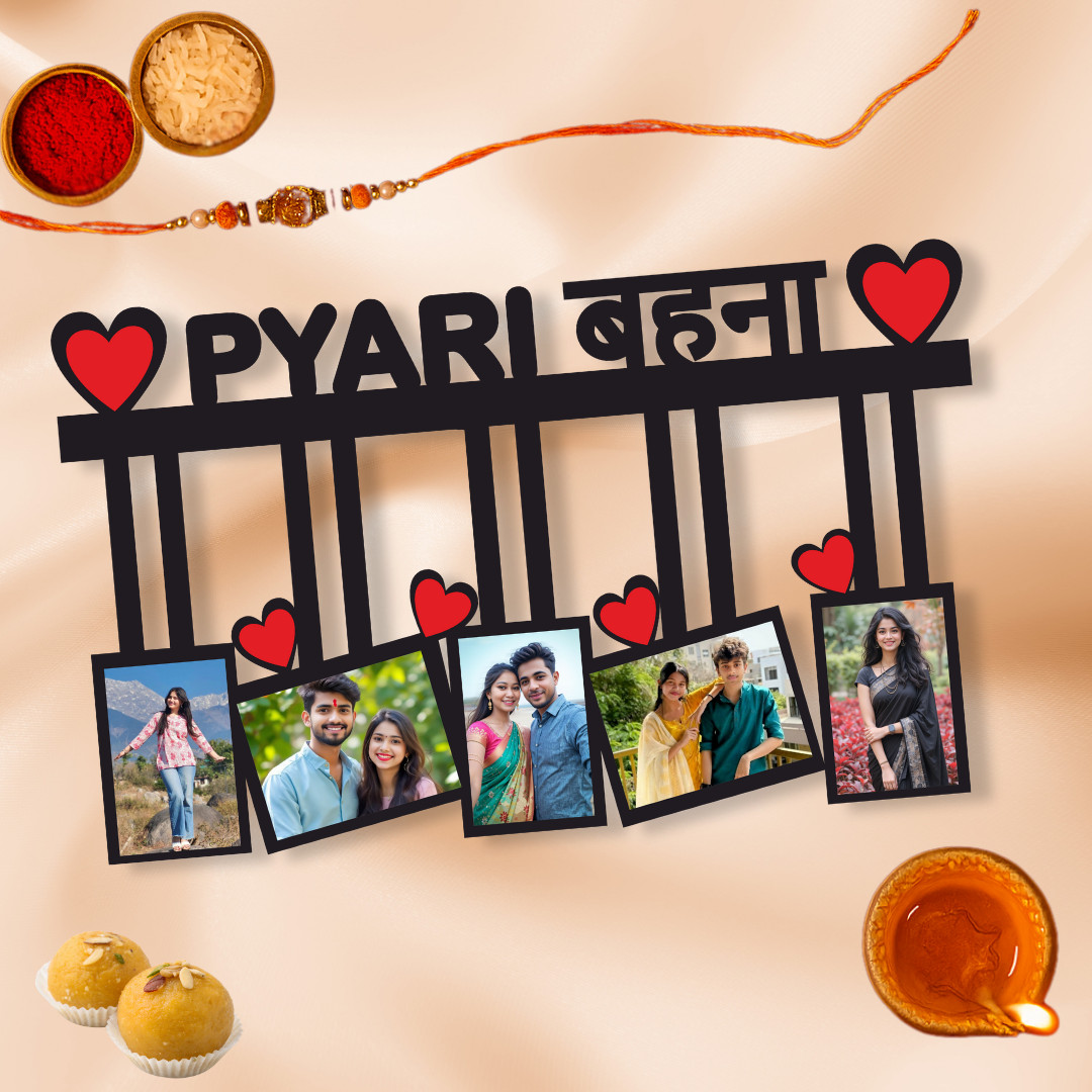 Sister Wall Frame With 5 Pictures Rakhi