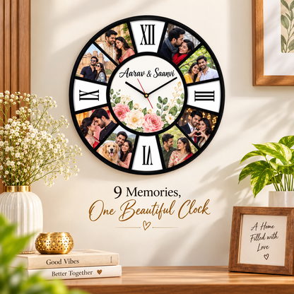 9 PICTURES CLOCK