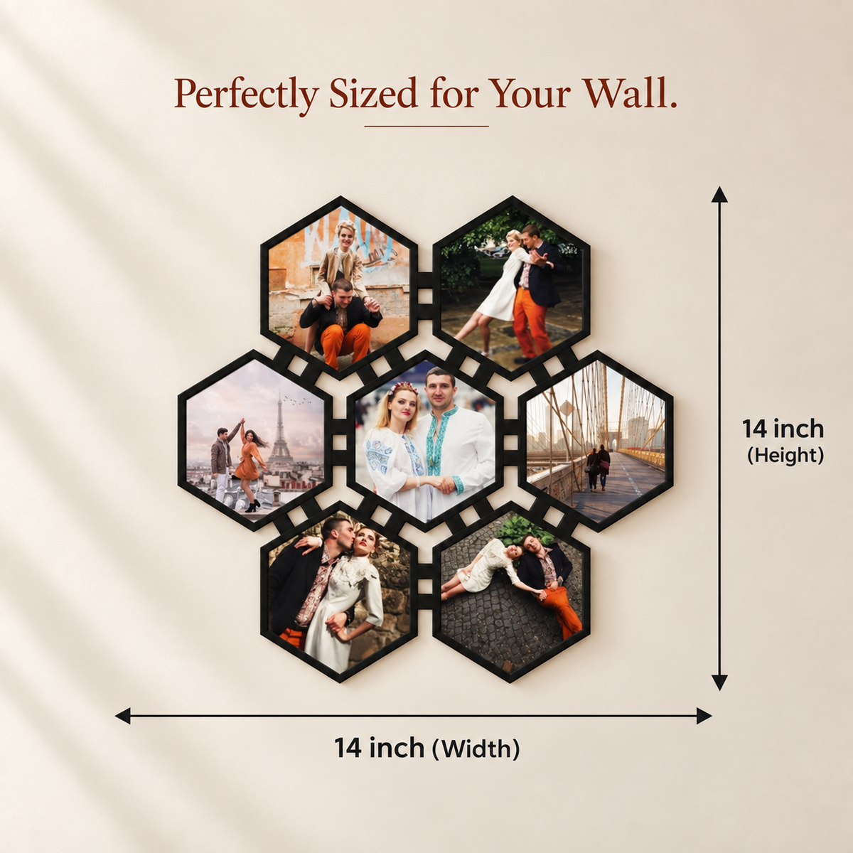 Hexagonal Collage Wall Frame 14x14 inches