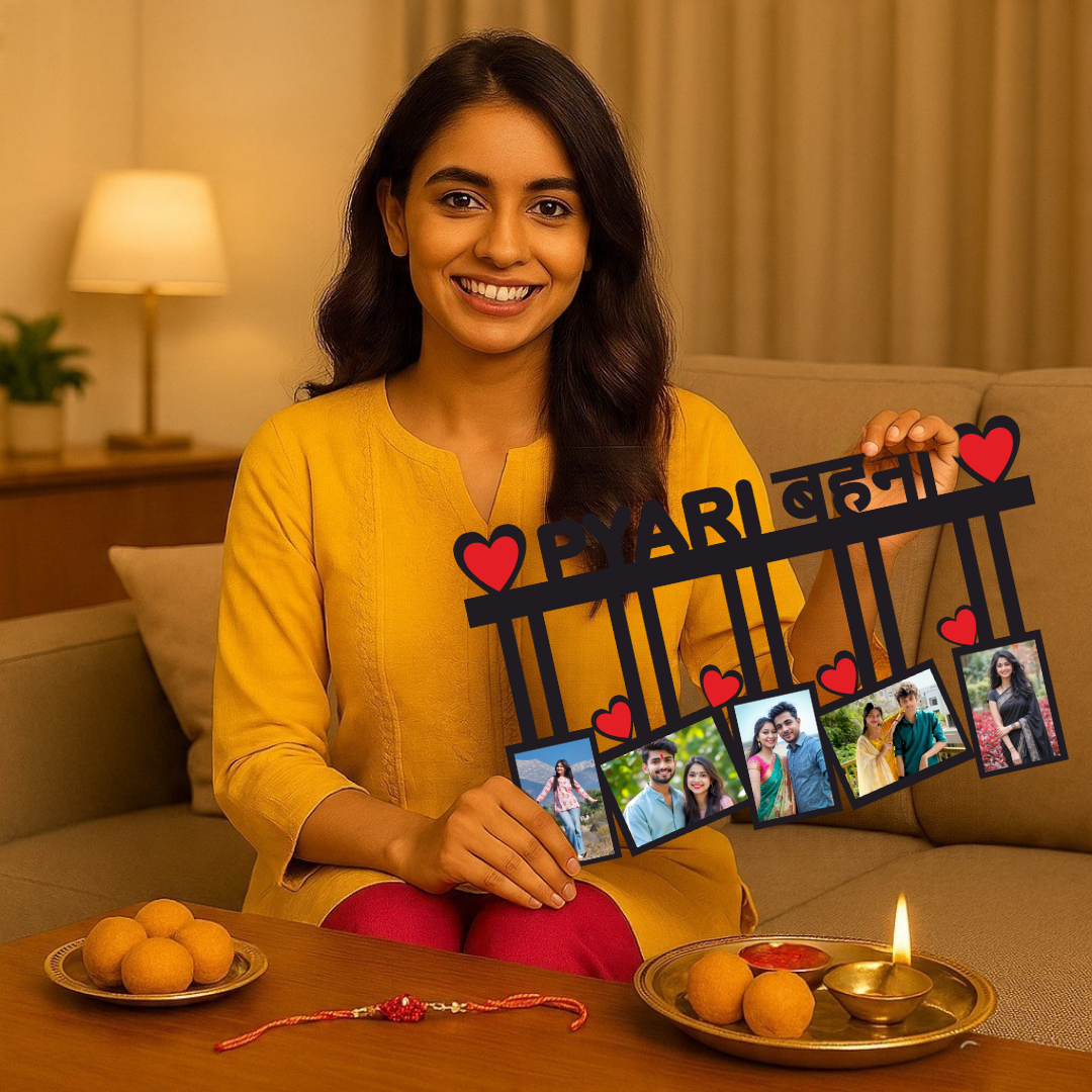 Sister Wall Frame With 5 Pictures Rakhi