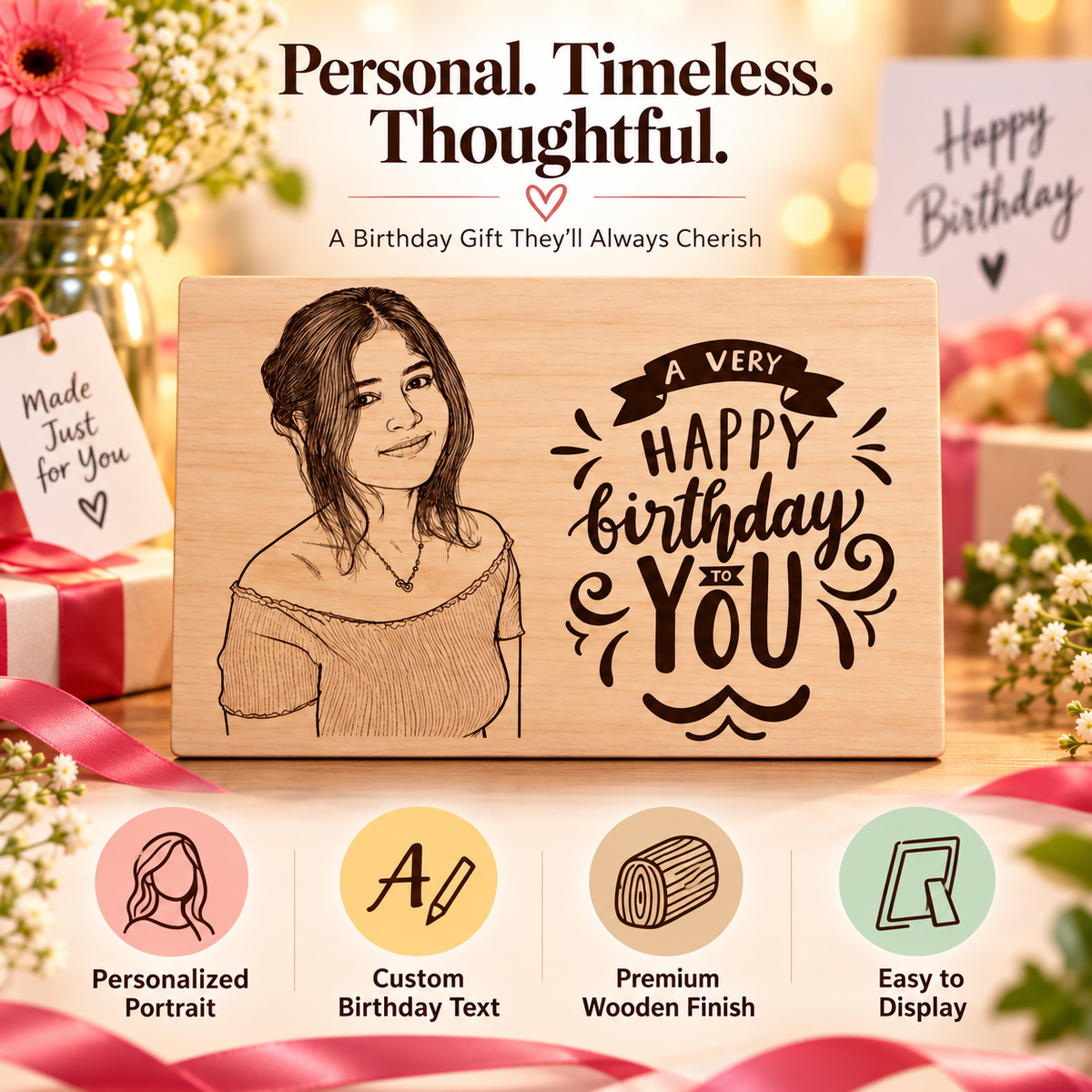 Giftiliya Wooden Portrait Birthday