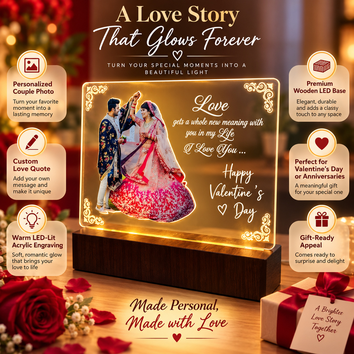 Giftiliya Valentine's Led Acrylic lamp