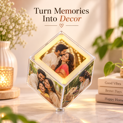Personalised Rotating Cube With Led