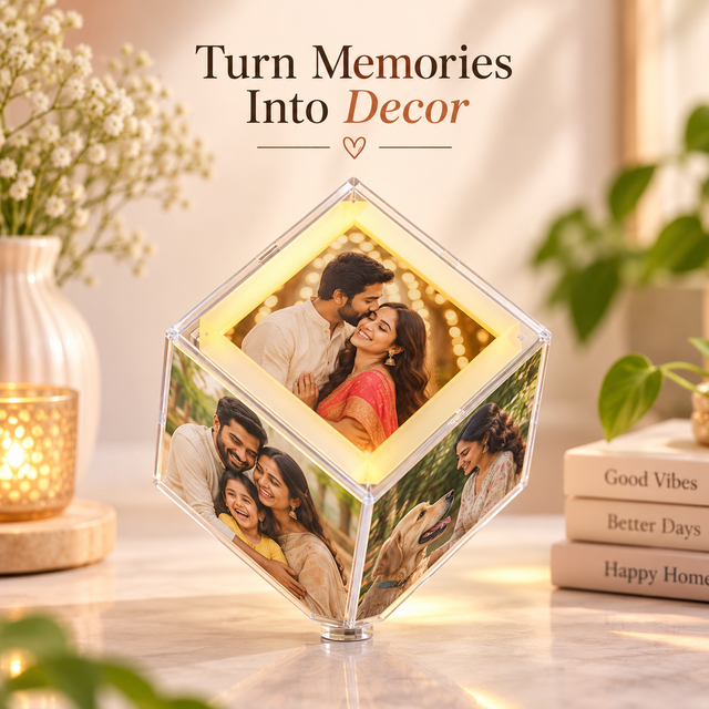 Personalised Rotating Cube With Led
