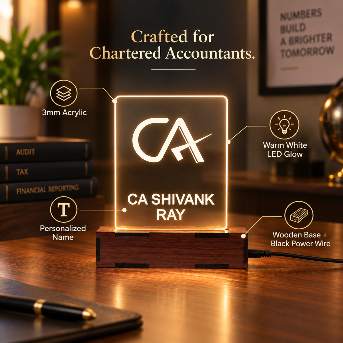 Giftiliya Personalized CA LED Table Lamp Gift for CA