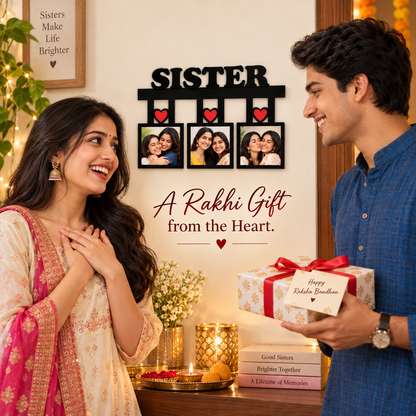 Sister Wall Frame With 3 Pictures Rakhi