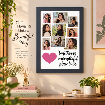 Personalized 9 pictures frame displayed as wall décor