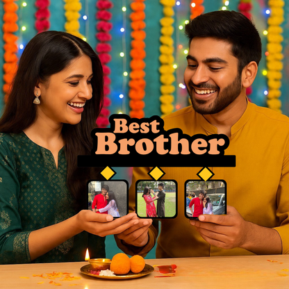Brother Frame with Rectangular Pictures Rakhi