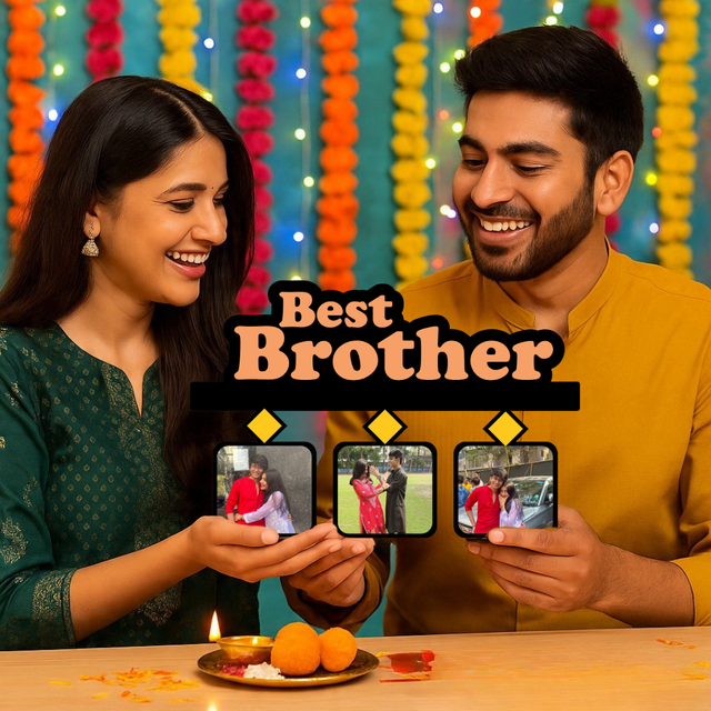 Brother Frame with Rectangular Pictures Rakhi