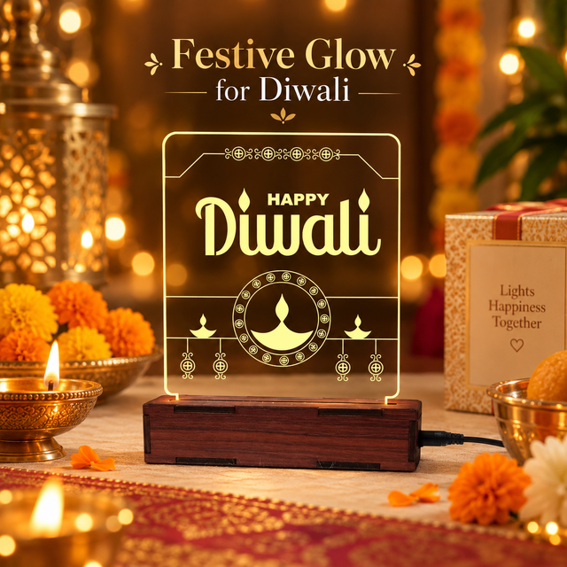 Giftiliya Happy Diwali Acrylic led Table lamp