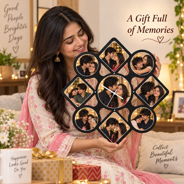 RHOMBUS 9 PICTURE CLOCK