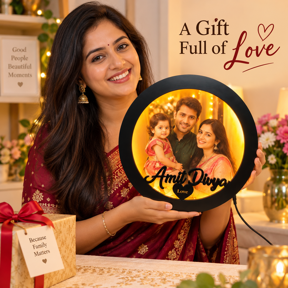 Circular LED Name Plate with Photo
