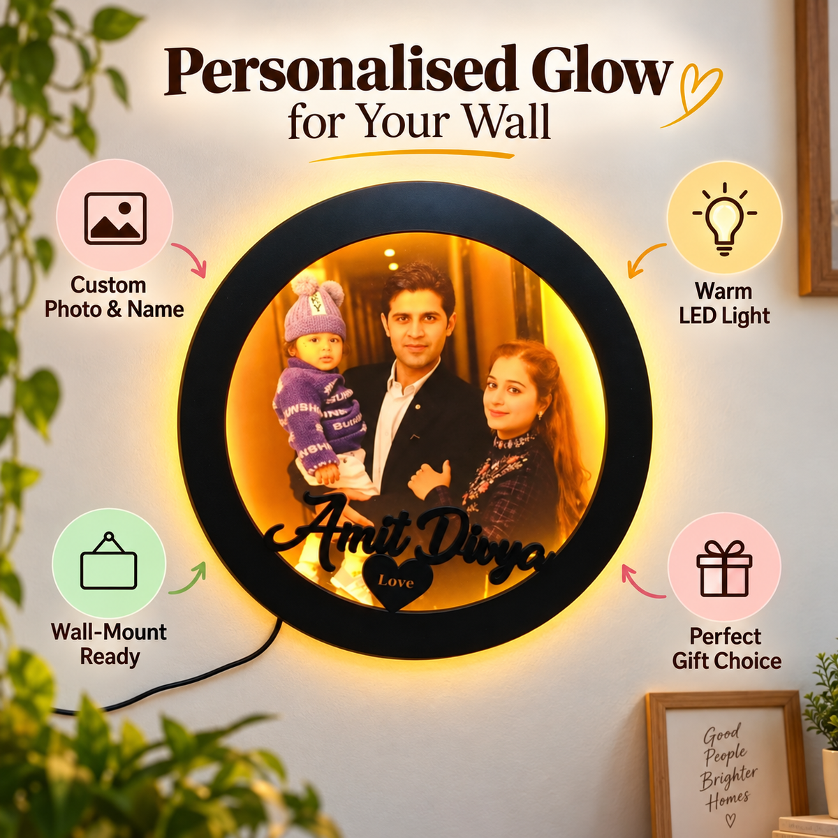Circular LED Name Plate with Photo