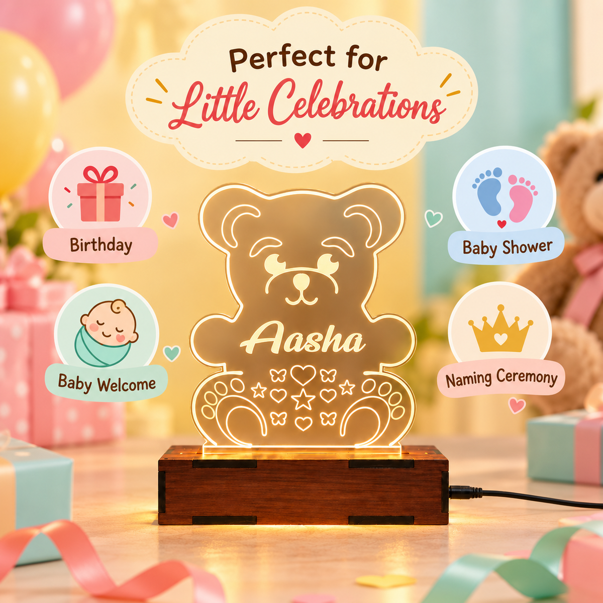 Teddy Acrylic LED Table Top