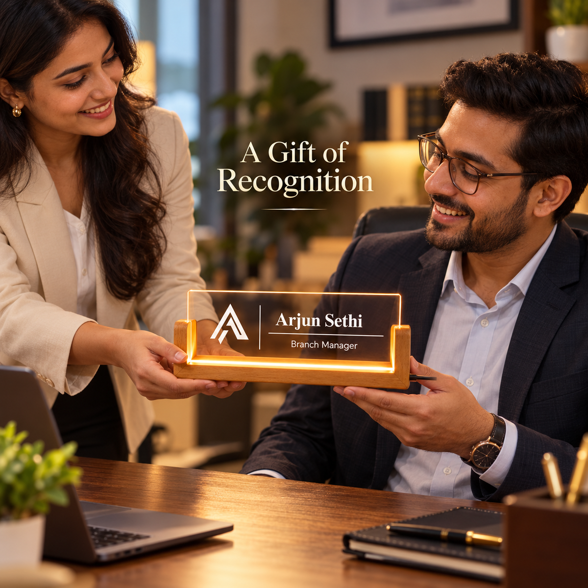 Giftiliya Personalized LED Desk Name Plate