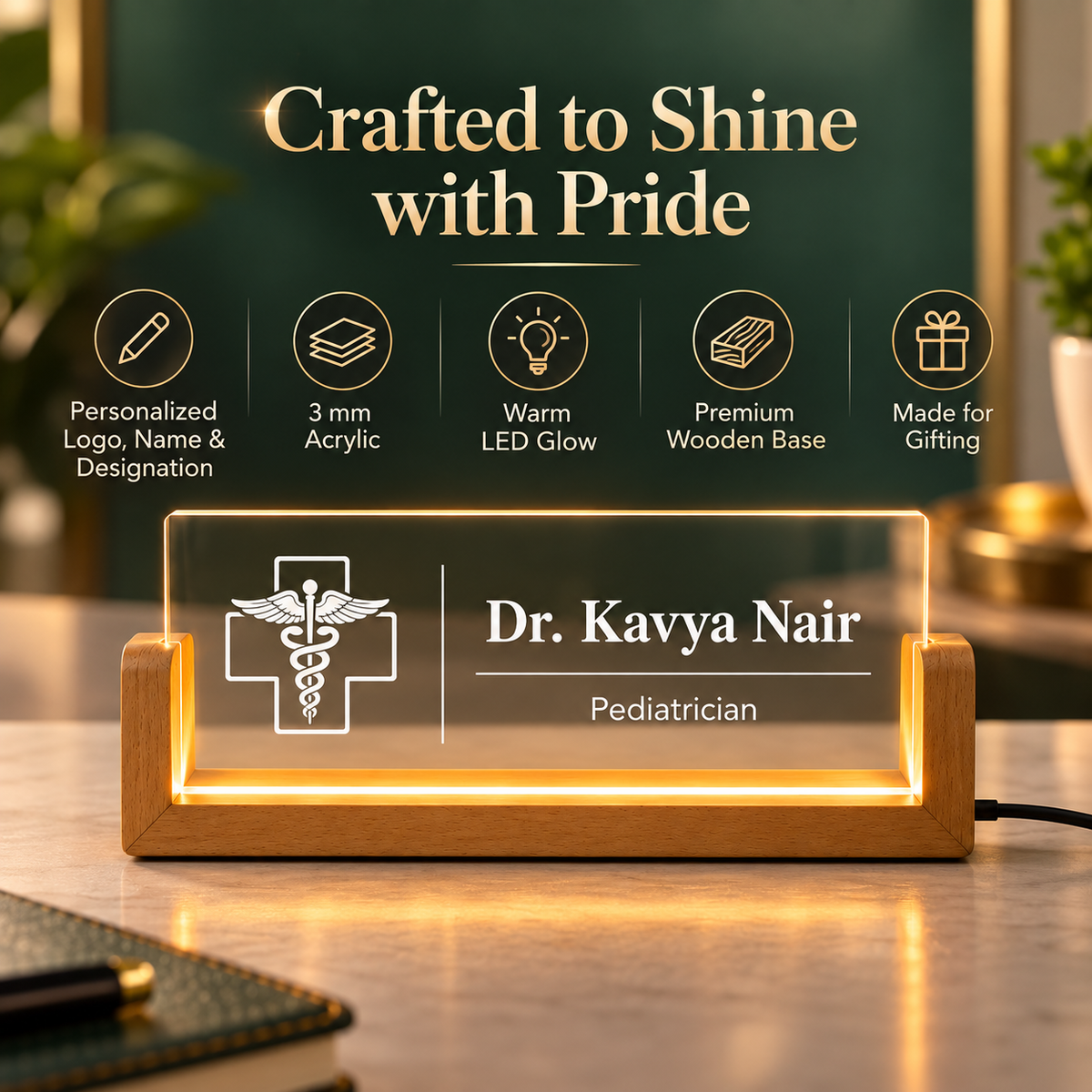 Giftiliya Personalized LED Desk Name Plate