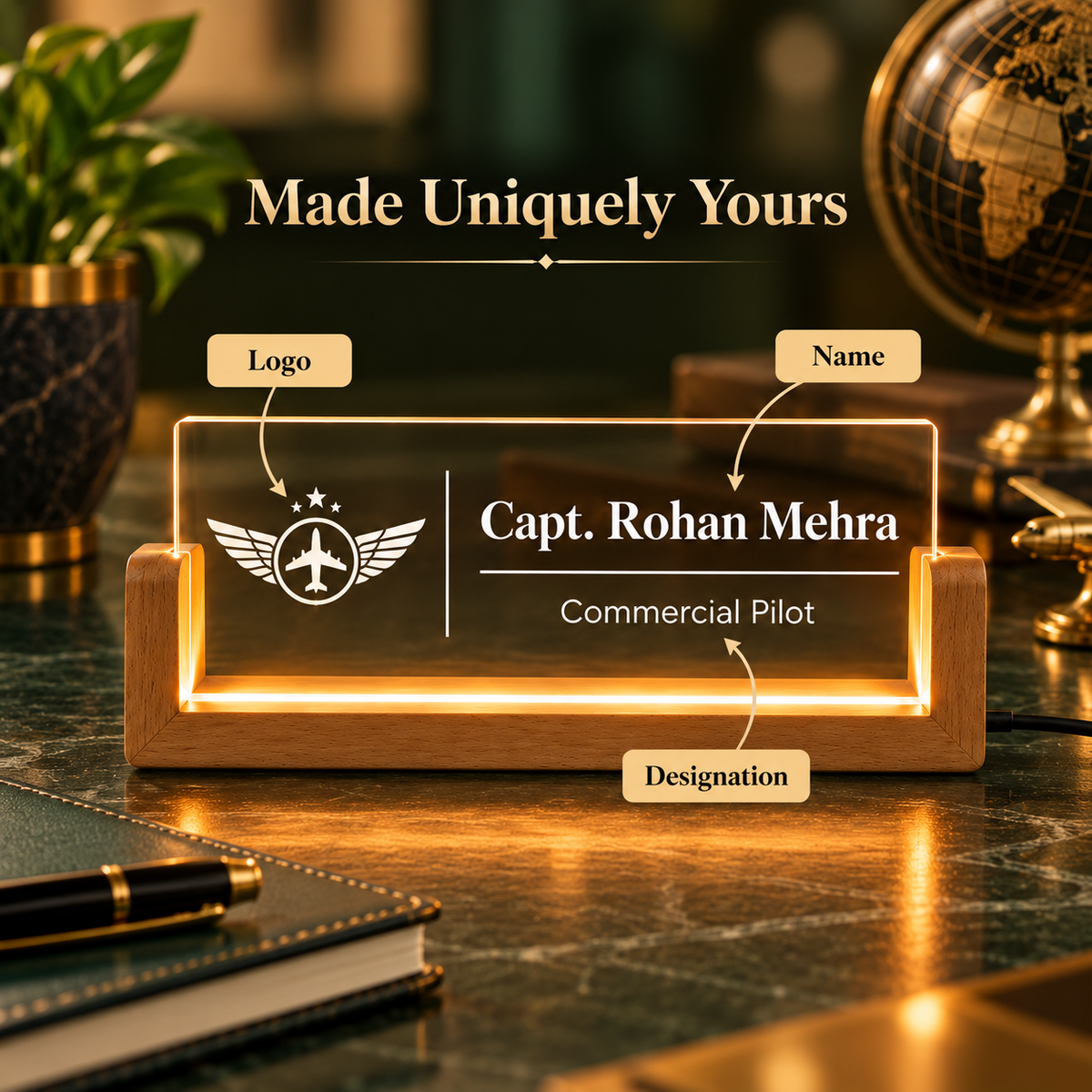Giftiliya Personalized LED Desk Name Plate