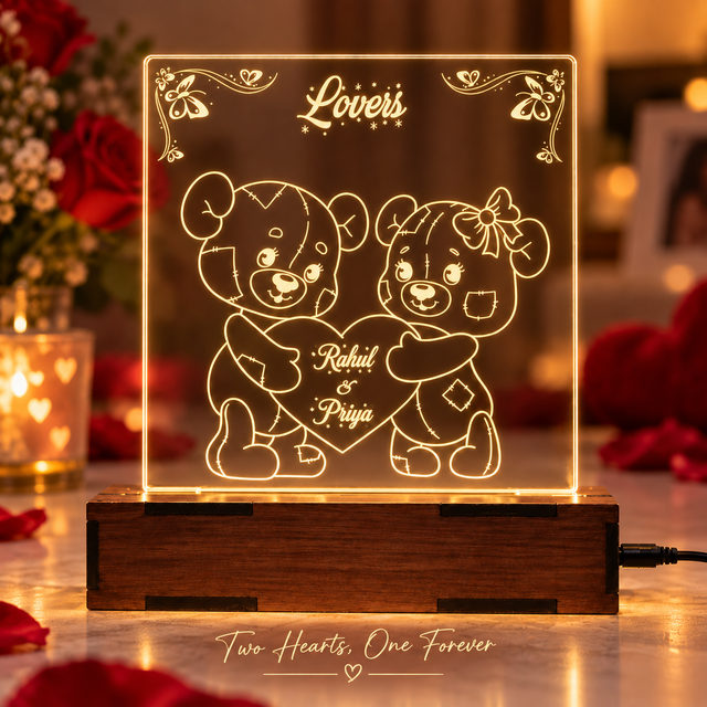 Name With Teddy LED table Top
