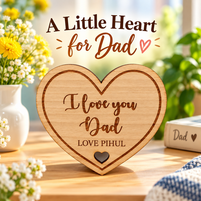 Heart Wooden Standy For DAD