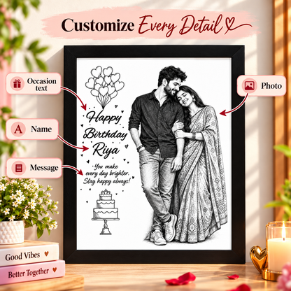 Giftiliya Digital Pencil Sketch (With Frame)