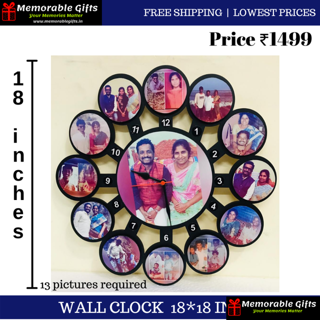 WALL CLOCK With 13 Pictures