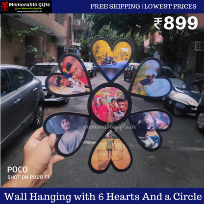 Wall Hanging with 6 Hearts And a Circle