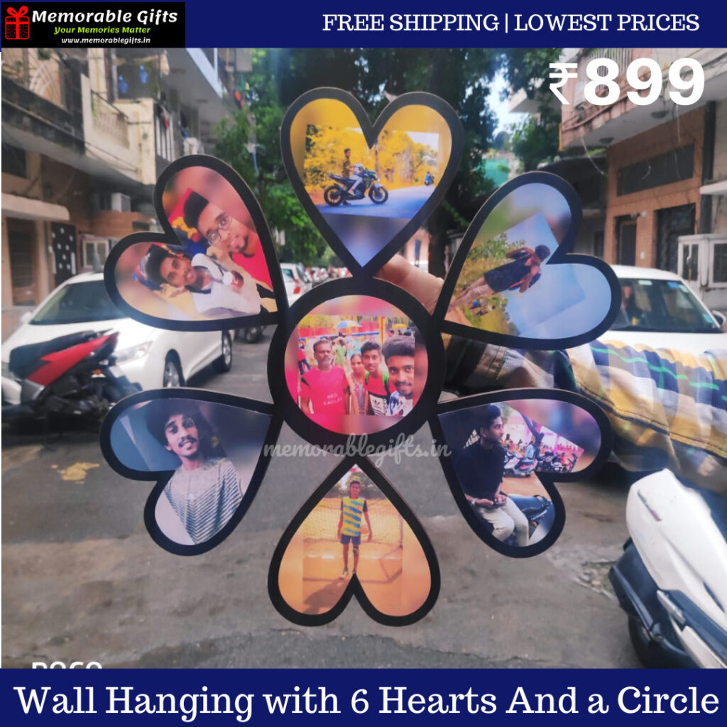 Wall Hanging with 6 Hearts And a Circle