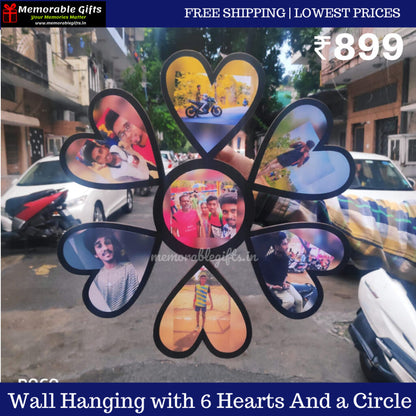 Wall Hanging with 6 Hearts And a Circle