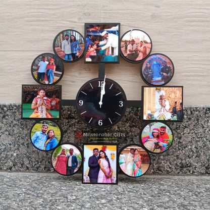 12 Pictures Wall Clock