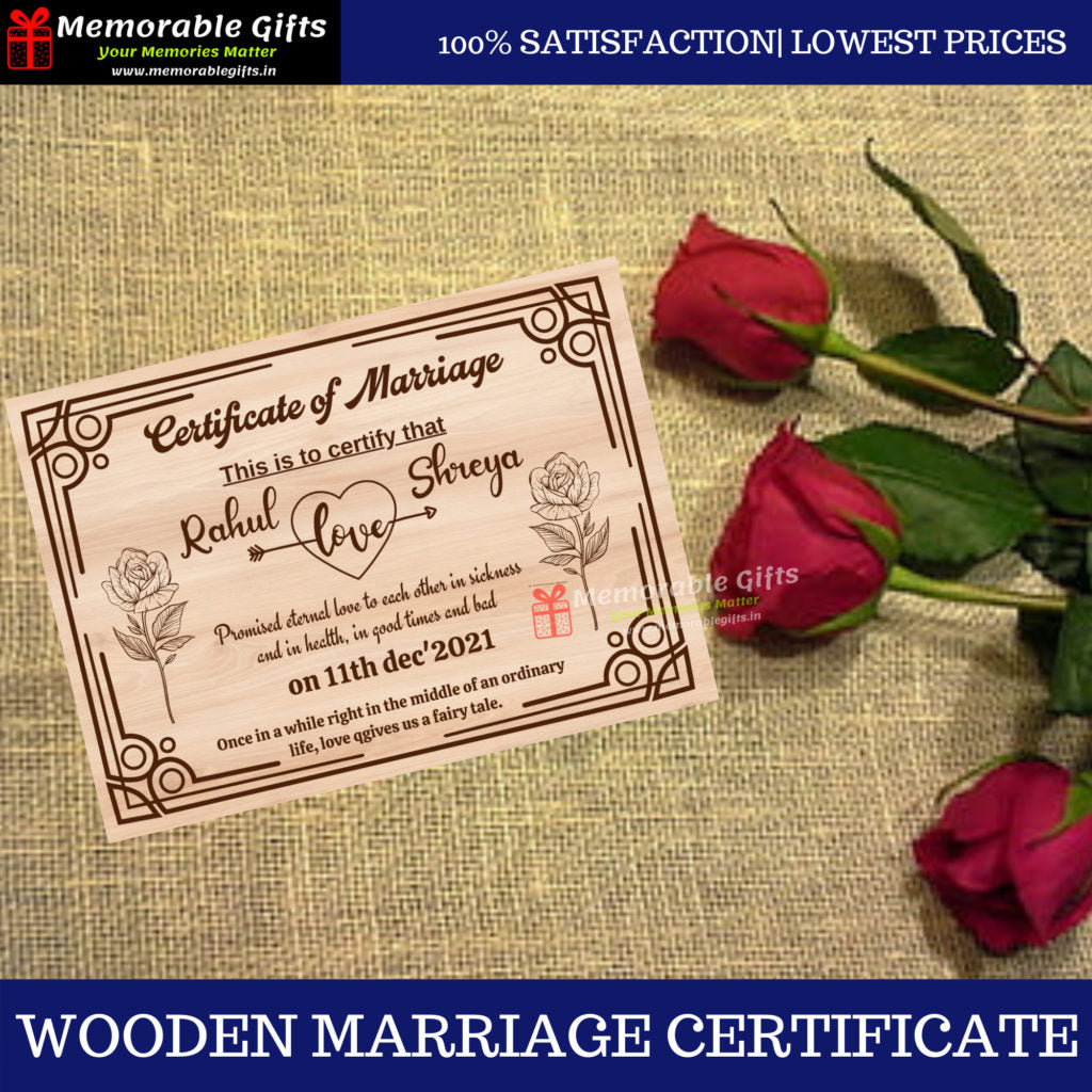 Wooden Marriage Certificate