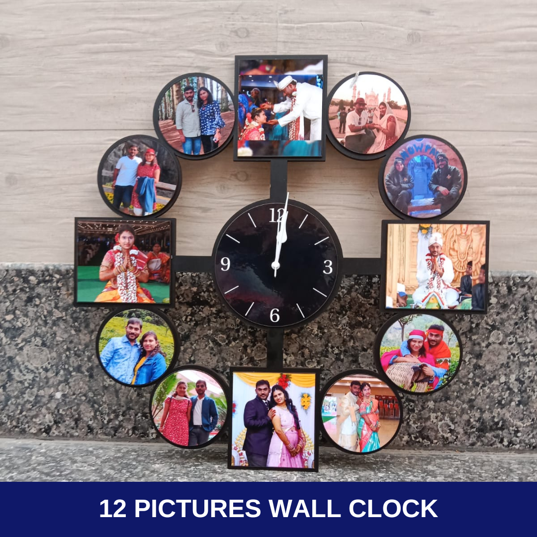 12 Pictures Wall Clock