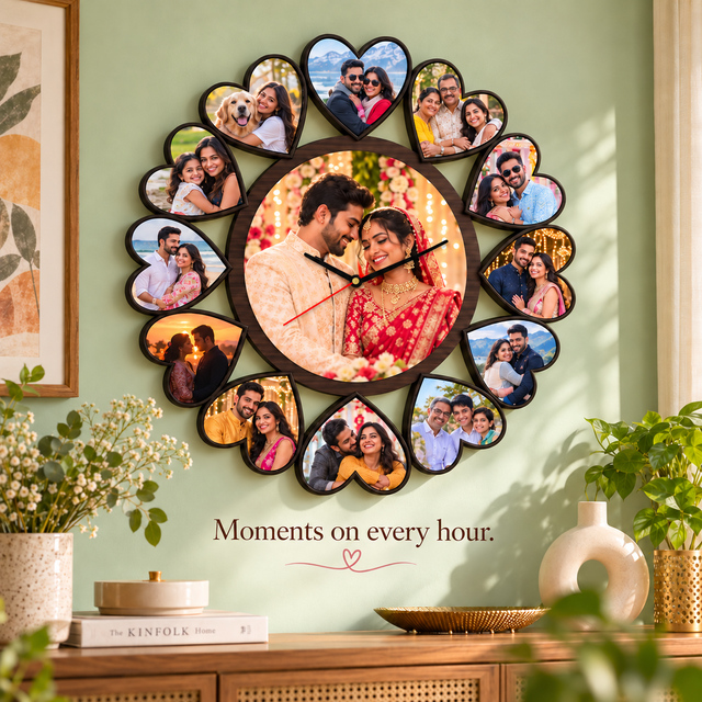 Heart Clock With 13 Pictures