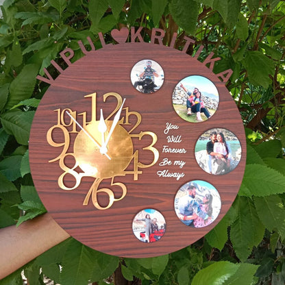 MDF Clock with 5 pictures