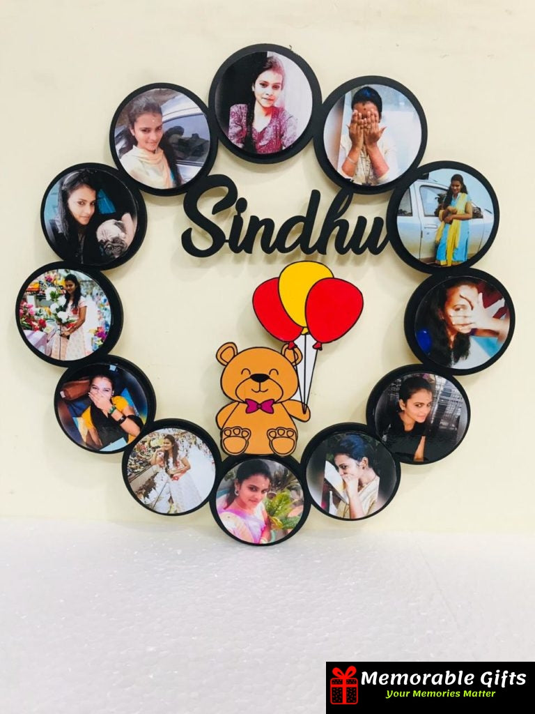 Name with teddy wooden wall hanging ( 15*15 inches)